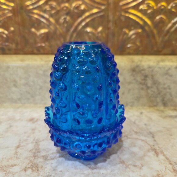 Vintage Fenton Hobnail Blue Fairy Lamp. Excellent! - Picture 3 of 9